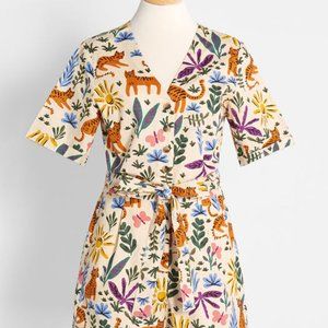 Princess Highway Modcloth Tiger Tales Utility Animal Print Romper size 10 M